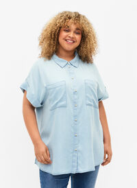 Overhemd met korte mouwen van lyocell (TENCEL™), Light blue denim, Model