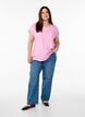 T-shirt &agrave; manches courtes en coton m&eacute;lang&eacute;, Rose, Model image number 1