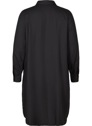 lange blouse in viscose met knoopsluiting, Black, Packshot image number 1