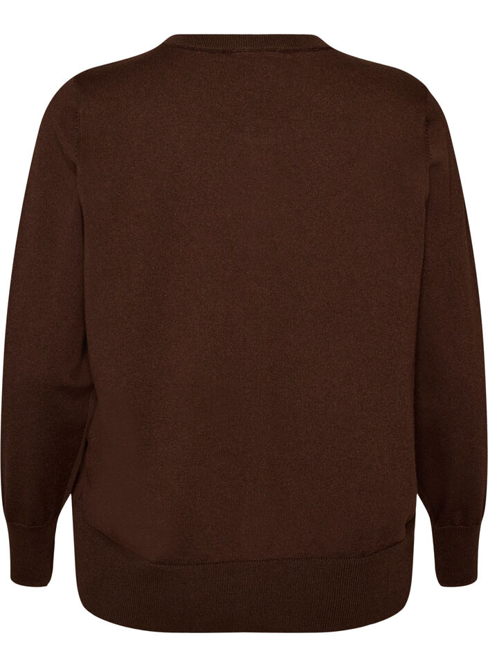 Fijngebreide vest met ronde hals, Bruin, Packshot image number 1