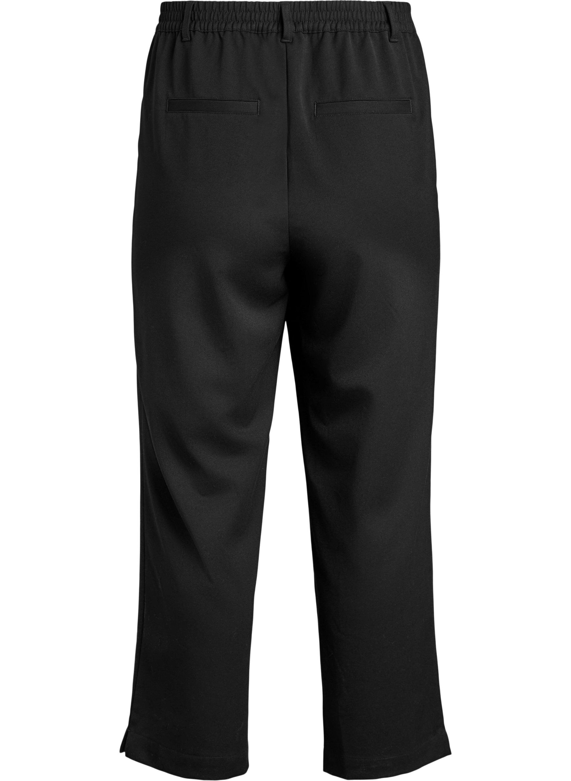 Zizzi Pantalon taille haute avec ceinture &eacute;lastique &agrave; l'arri&egrave;re, Noir, Packshot image number 1