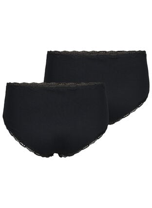 Lot de 2 culottes avec bordure en dentelle, Black/Black, Packshot image number 1