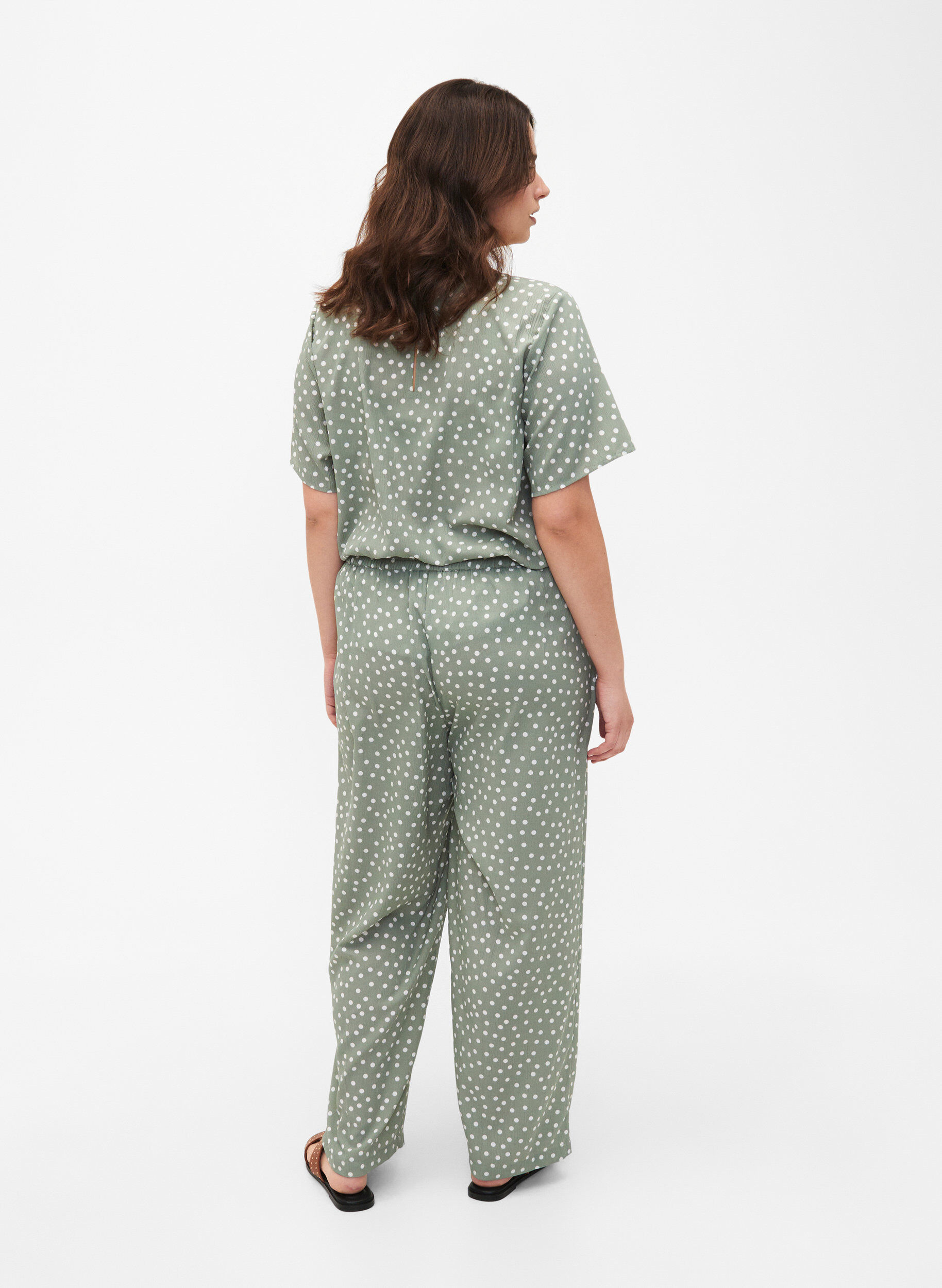 ZizziFLASH - Broek met print en zakken, Iceberg Green Dot, Model image number 1