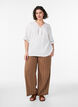 Wijde linnen en viscose broek, Bruin, Model image number 0
