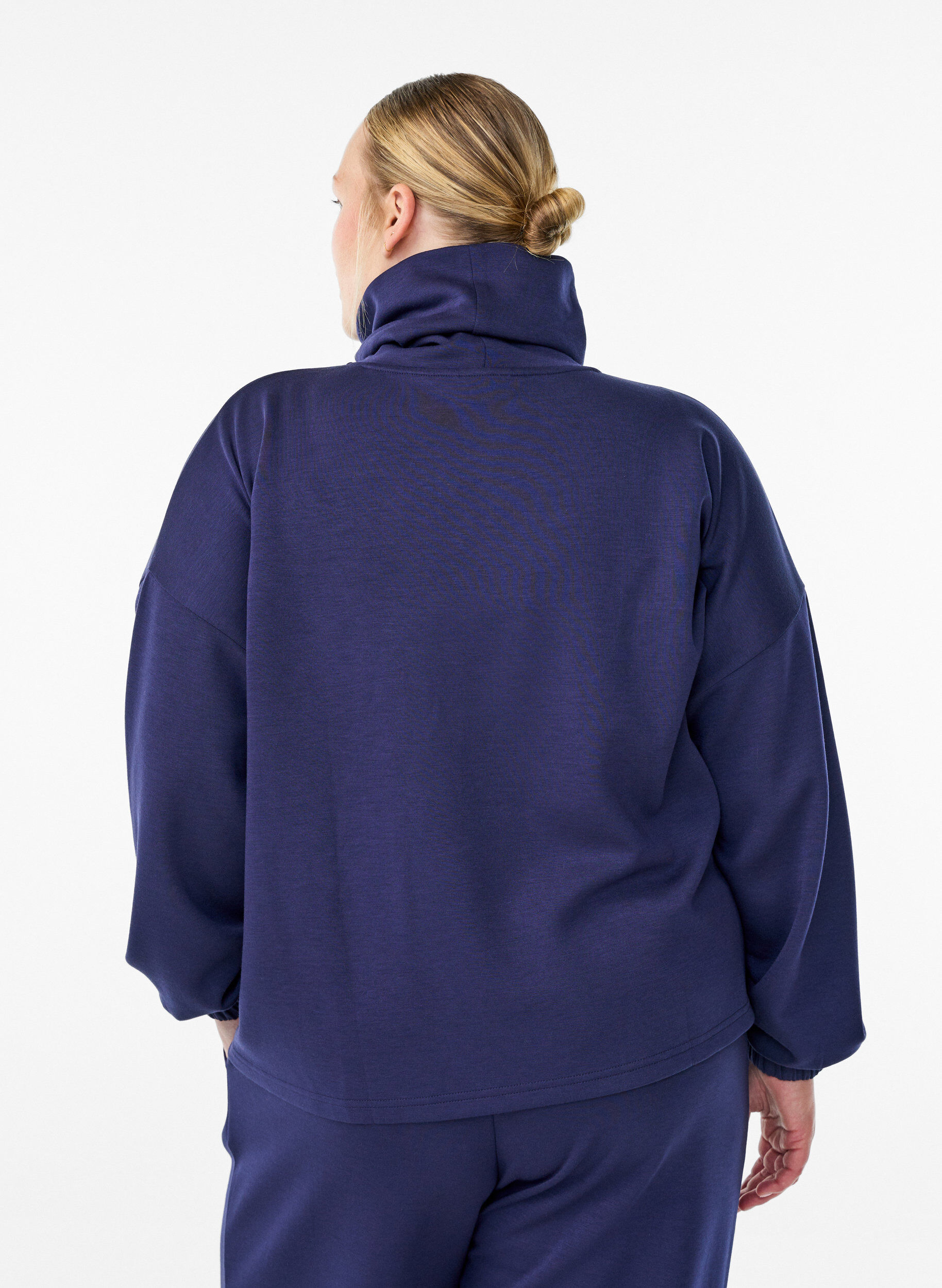 ZizziBlouse met turtleneck in modalmix, Blauw, Model image number 2