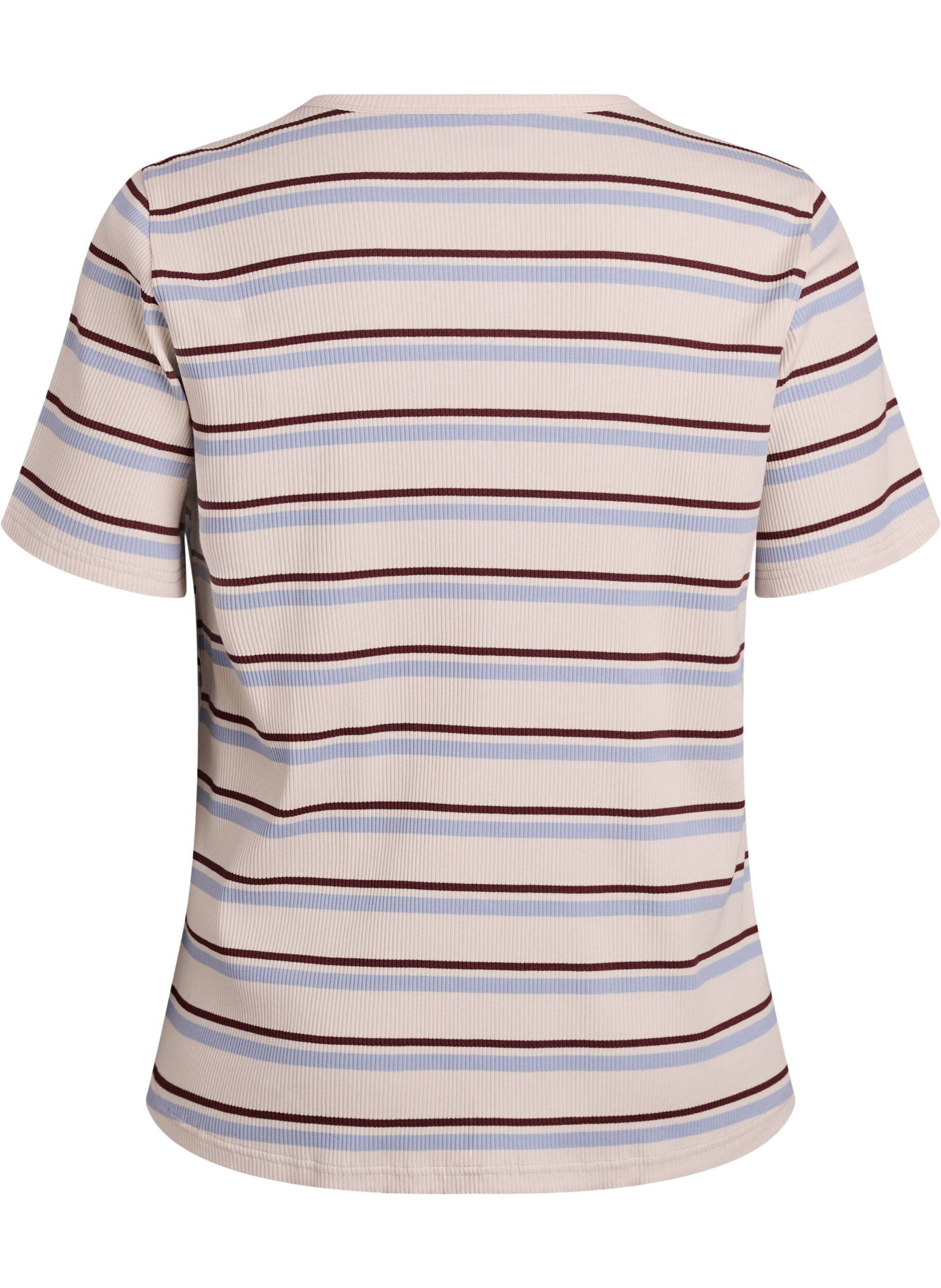 ZizziT-shirt met strepen en geribde knoopdetails, Paars, Packshot image number 1