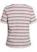 T-shirt met strepen en geribde knoopdetails, Paars, Packshot image number 1