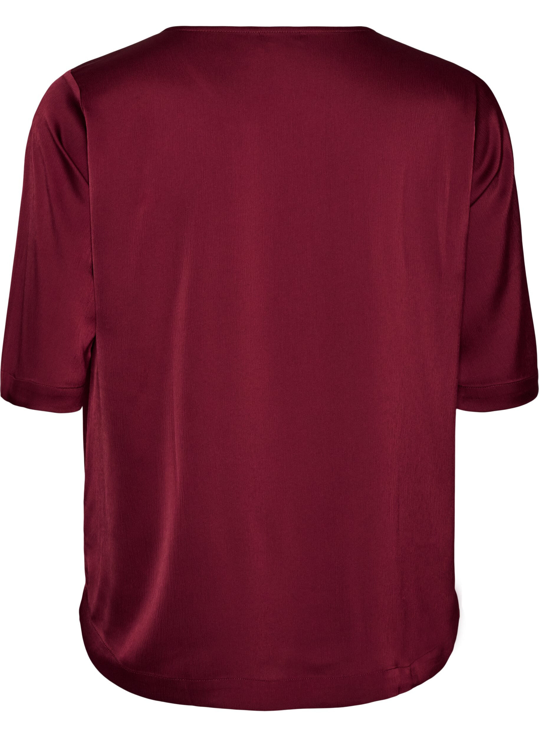 ZizziBlouse en satin &agrave; manches au coude, Bordeaux, Packshot image number 1