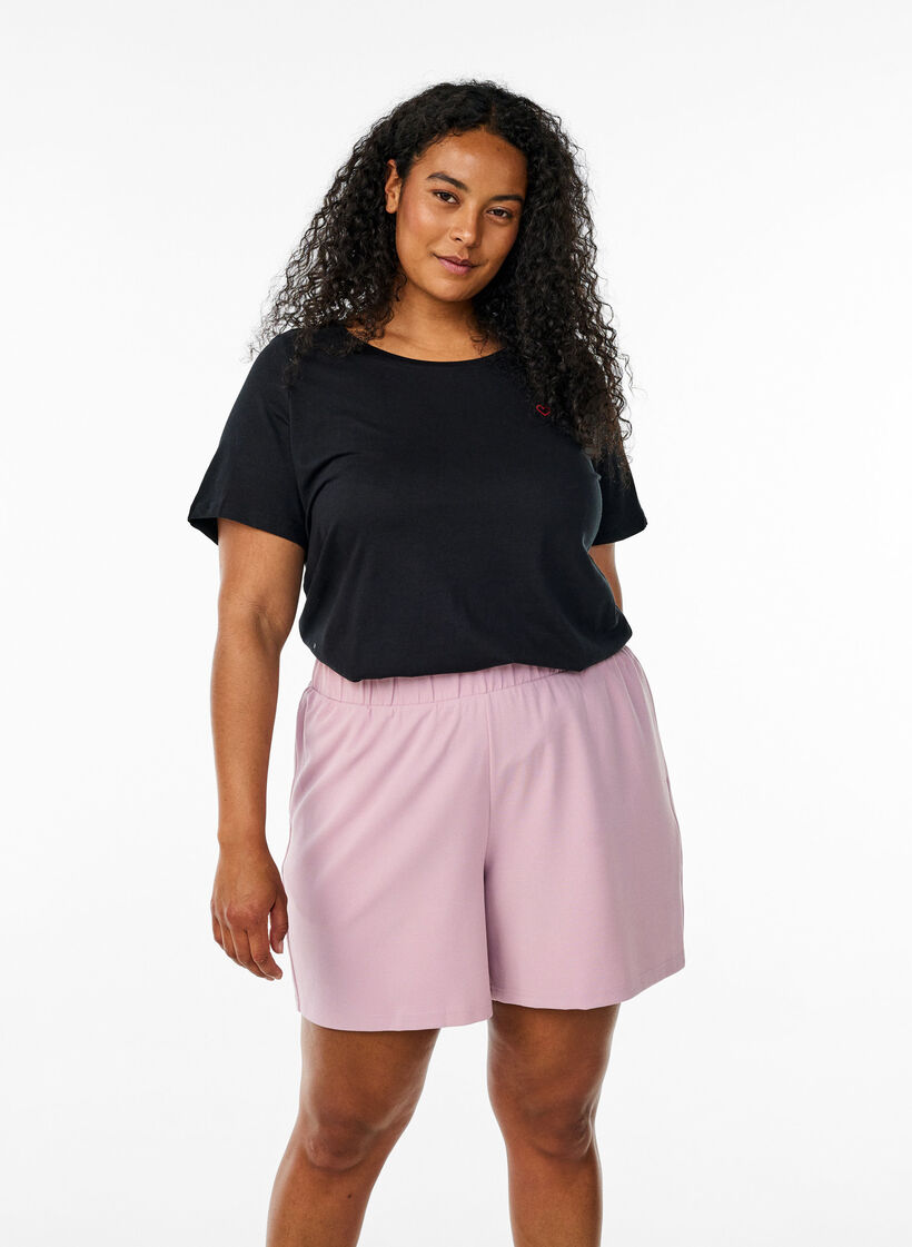 Shorts amples avec des poches, Rose poudr&eacute;e, Model image number 0