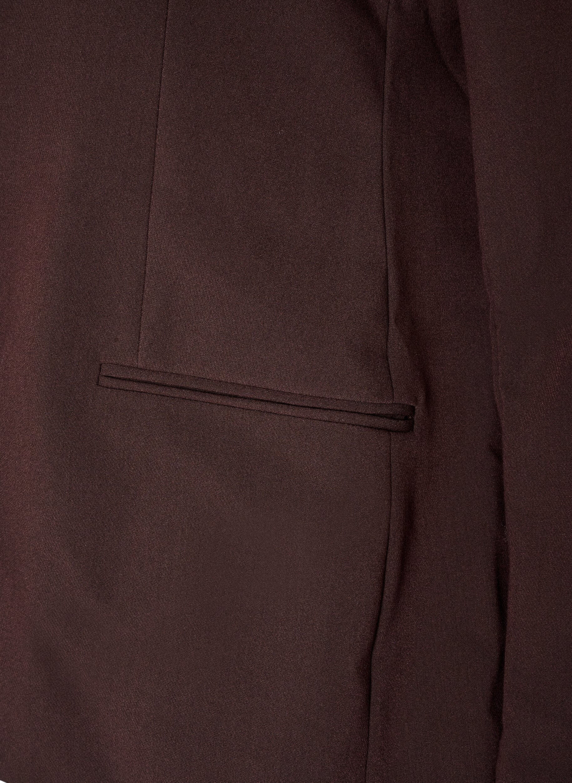 ZizziKlassieke blazer met een enkele knoopsluiting, Bruin, Packshot image number 3