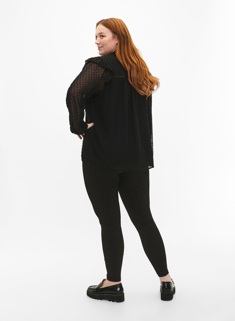 Leggings à paillettes sans couture, Black Gold Lurex, Model image number 1