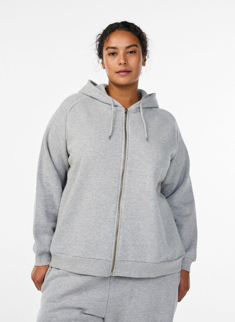 Hoodie met rits, Grijs, Model image number 0