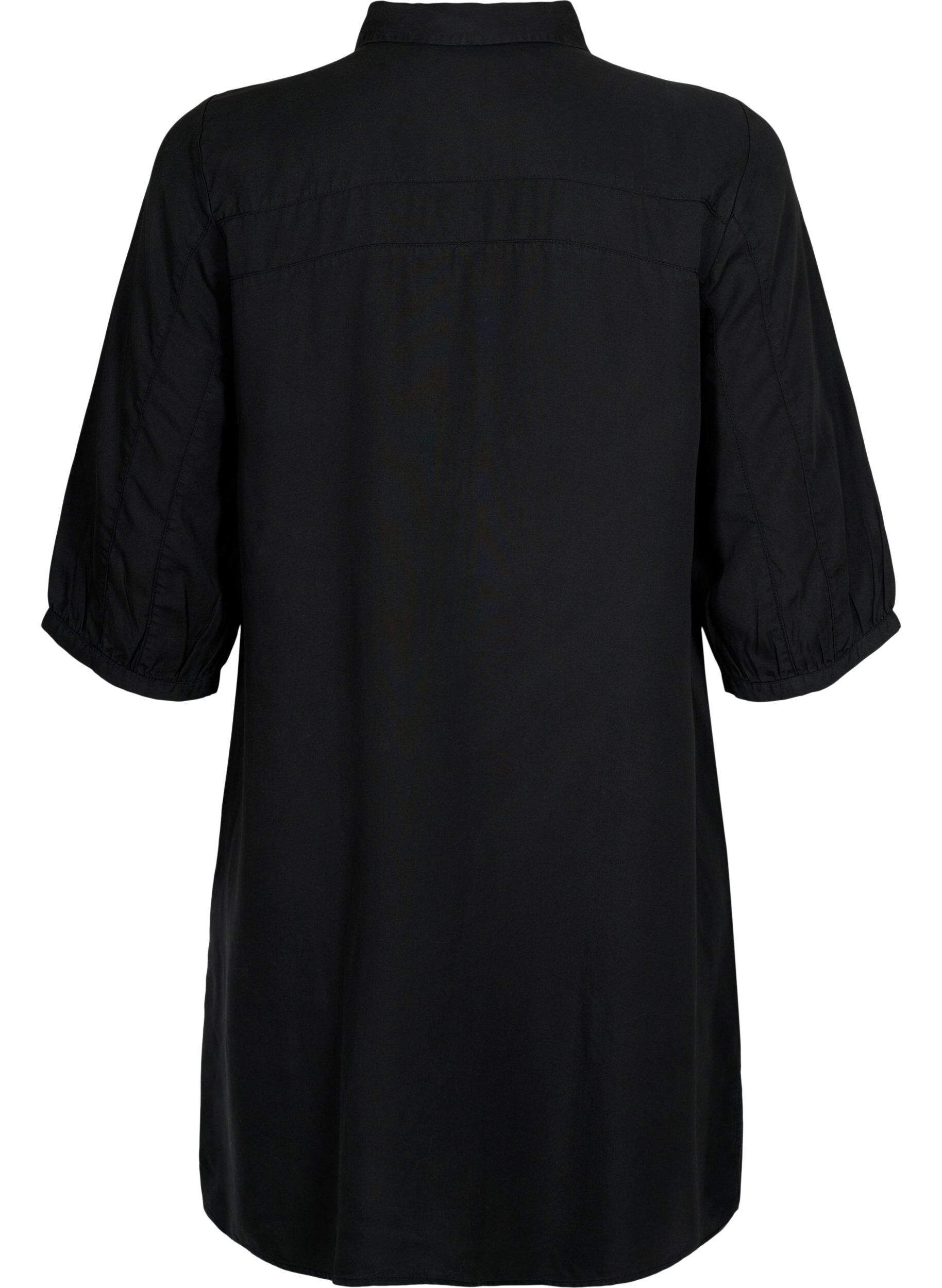 ZizziLang overhemd met 3/4-mouwen van lyocell (TENCEL&trade;), Black, Packshot image number 1