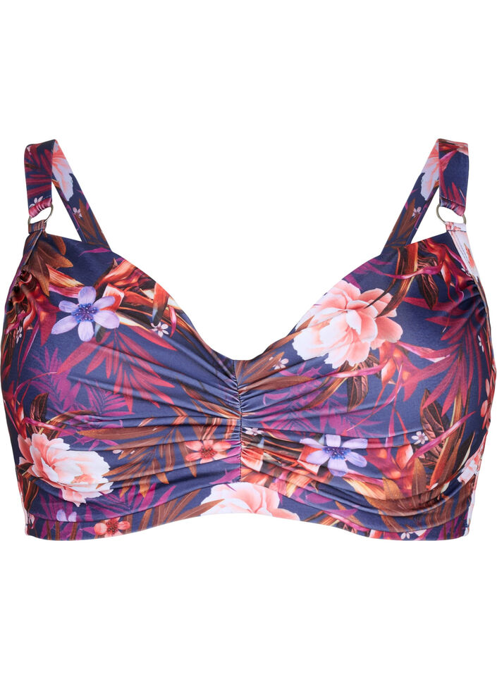 Bikini beha met opdruk en beugel, Purple Flower, Packshot image number 0