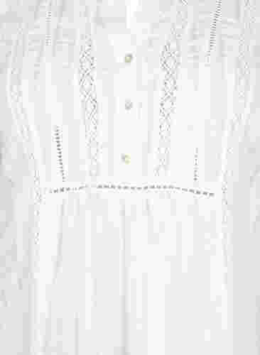Gestreepte viscose jurk met kanten lint, Bright White, Packshot image number 2