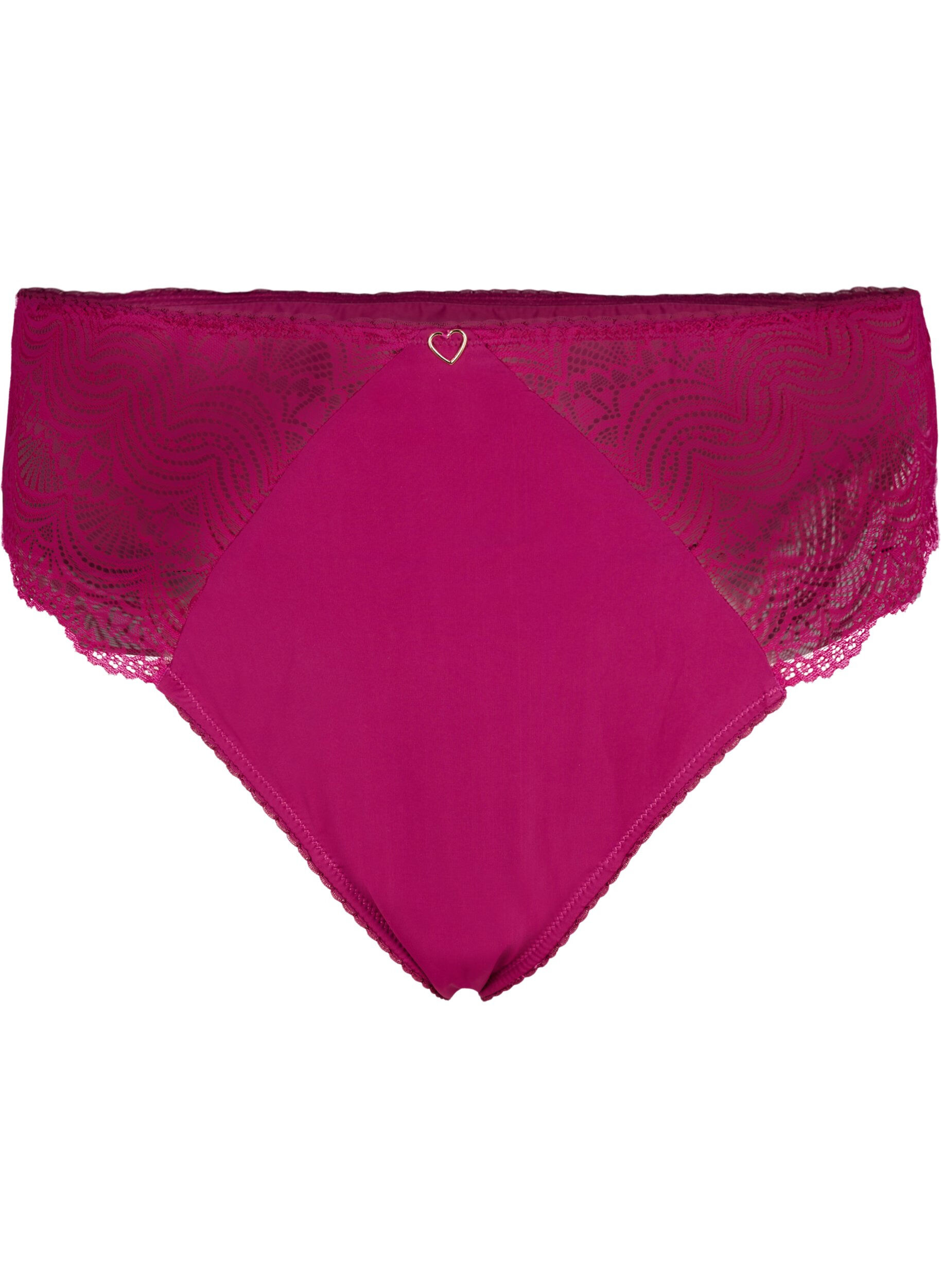ZizziMicrofiber string met kanten details, Boysenberry, Packshot image number 0