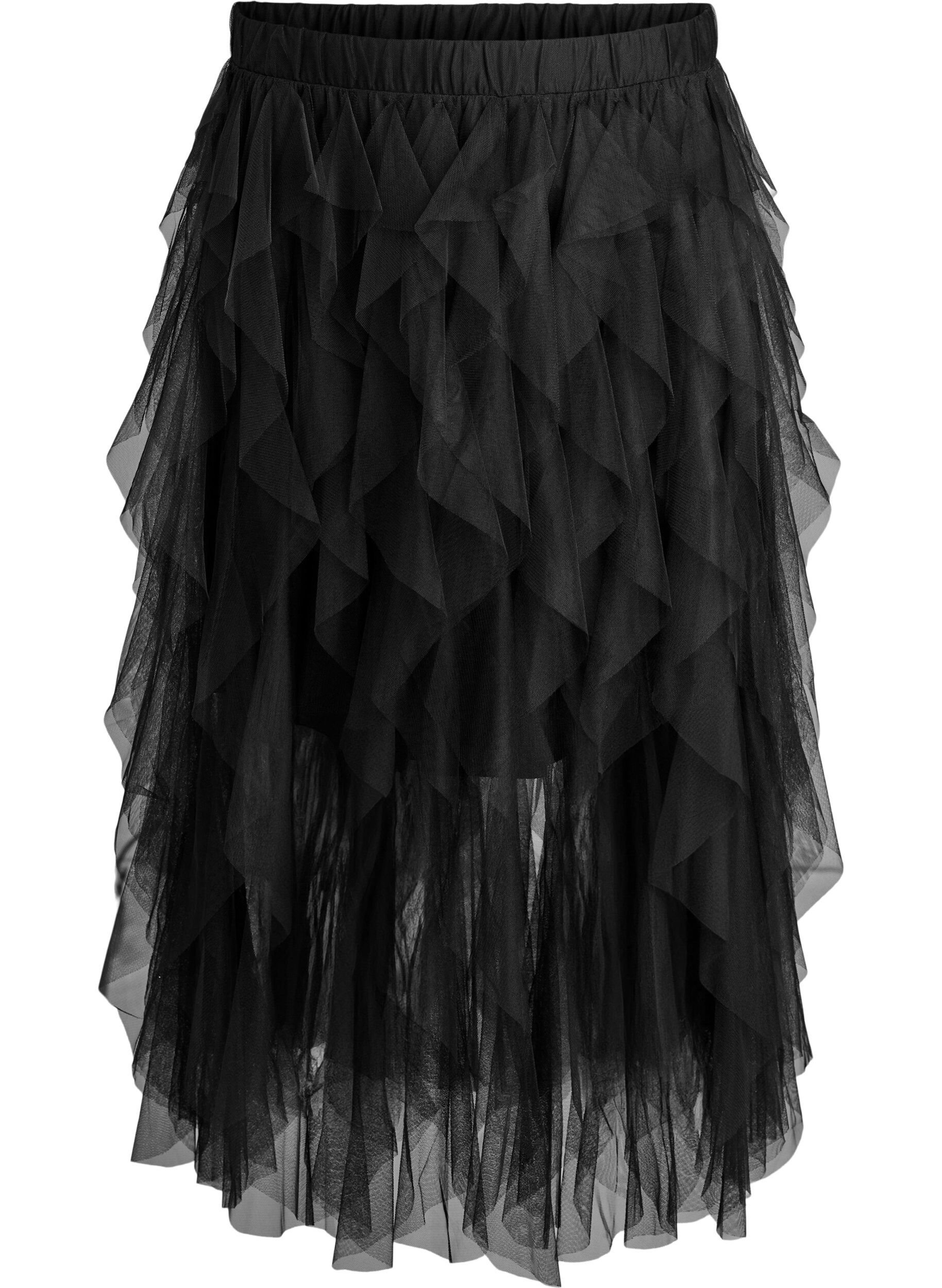ZizziMidirok van tule met elastische tailleband, Zwart, Packshot image number 0