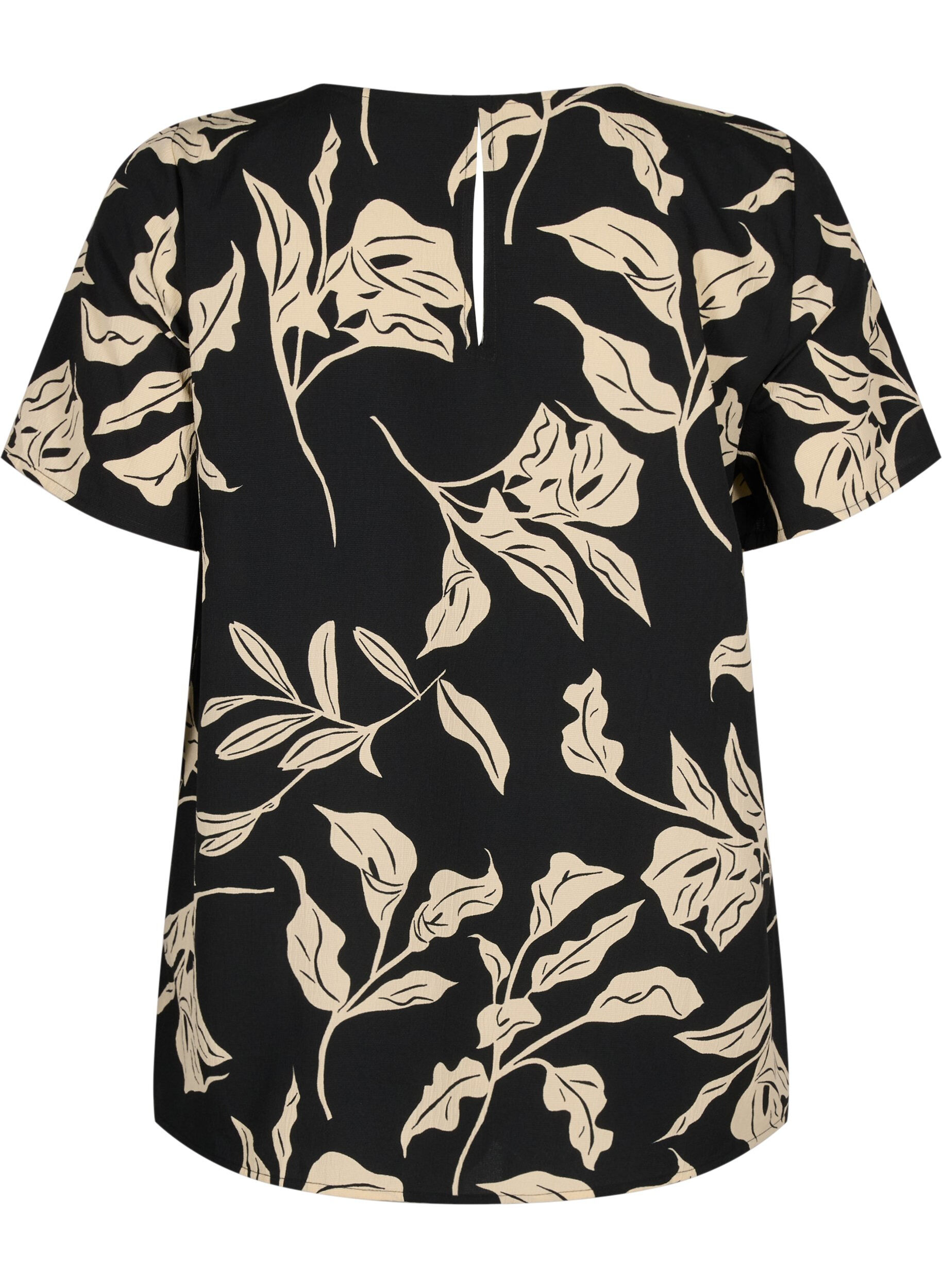ZizziFLASH - Blouse met korte mouwen en print, Black Off White Fl., Packshot image number 1