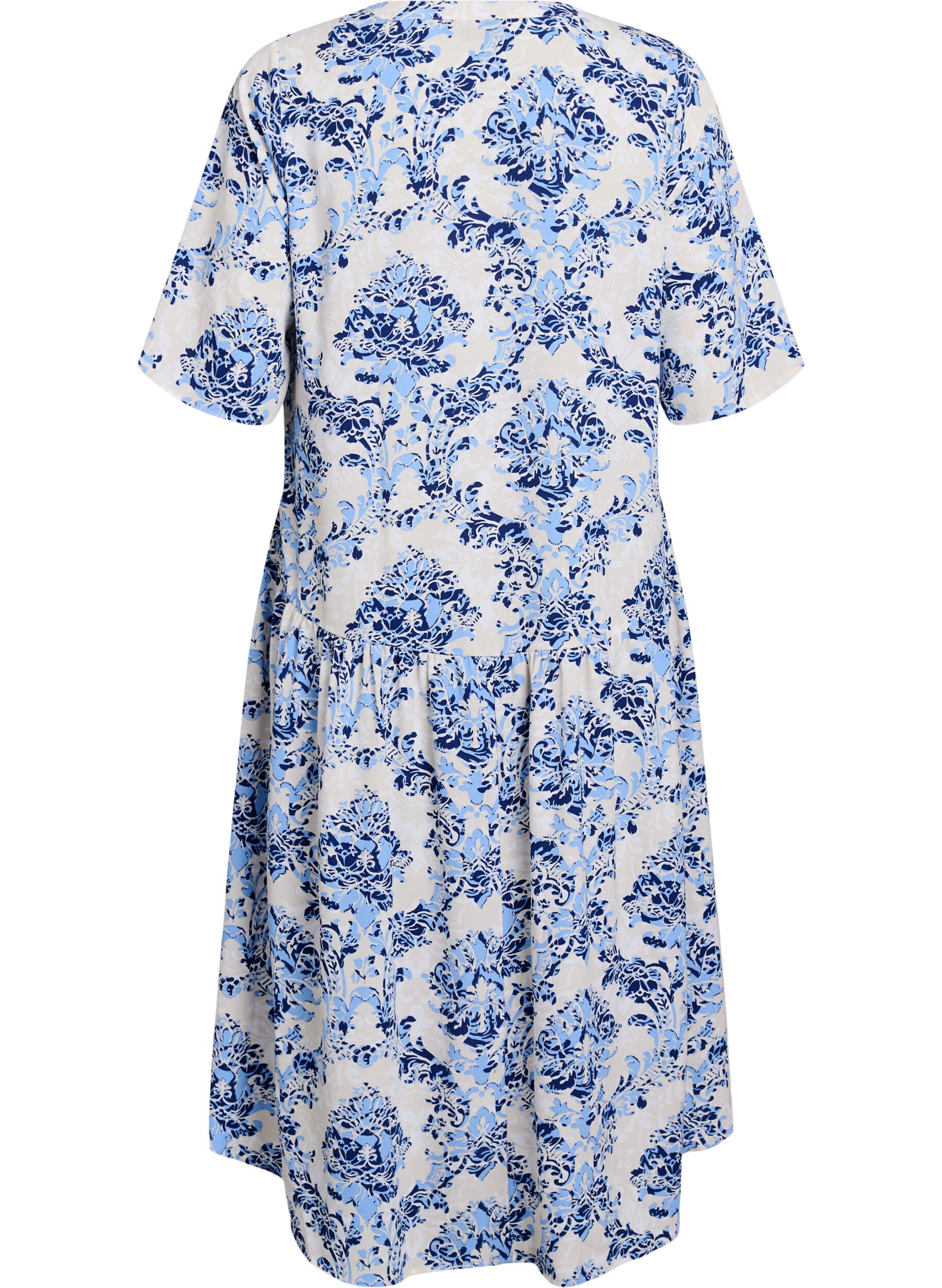 Zizzi Robe midi de forme A avec manches courtes, Beige, Packshot image number 1