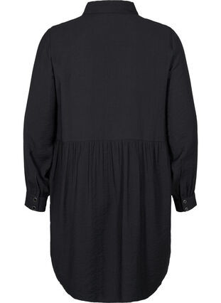 Blouse jurk in effen kleur met a-lijn, Black, Packshot image number 1