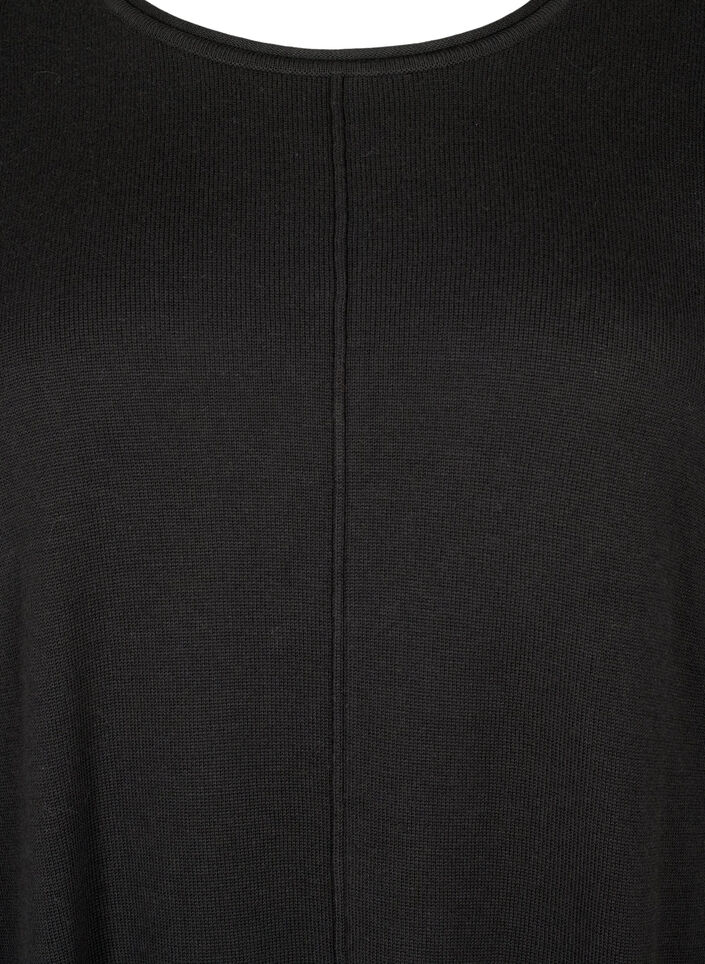 Blouse tricot&eacute;e en m&eacute;lange coton-viscose, Noir, Packshot image number 2
