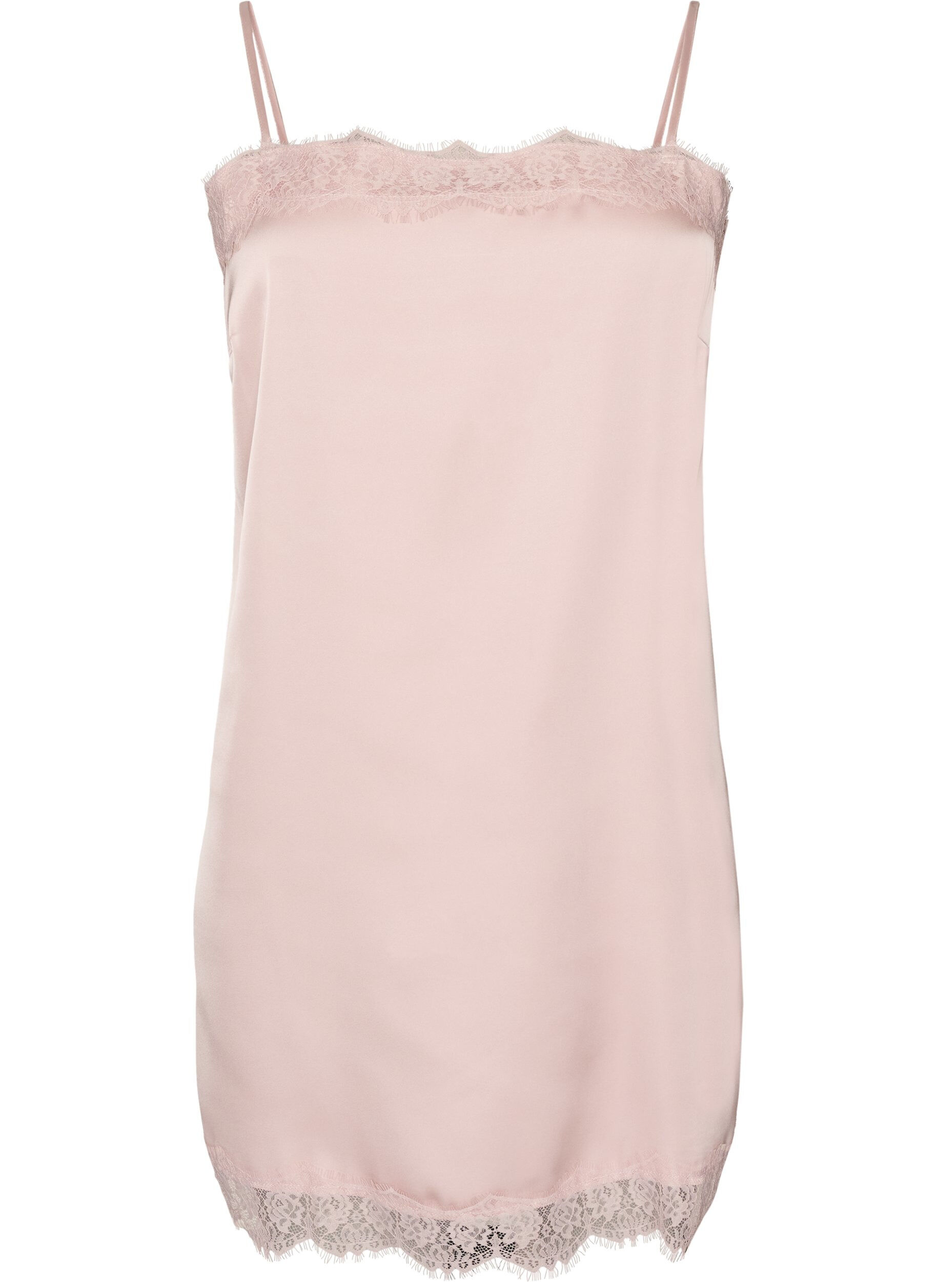 Haut long en satin bord&eacute; de dentelle