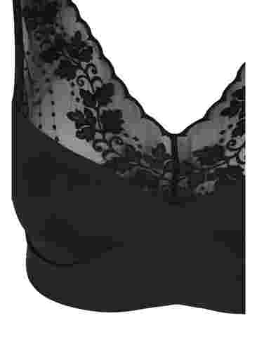 Soutien-gorge souple avec bretelles en dentelle, Black, Packshot image number 2