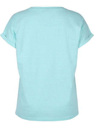 Gemêleerd t-shirt in katoen, Aqua Splash Melange, Packshot image number 1