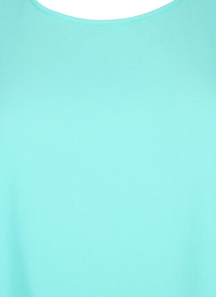 Blouse à manches courtes et encolure ronde, Turquoise, Packshot image number 2