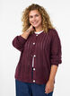 Cardigan en maille ajour&eacute;e, Bordeaux fonc&eacute;, Model image number 0