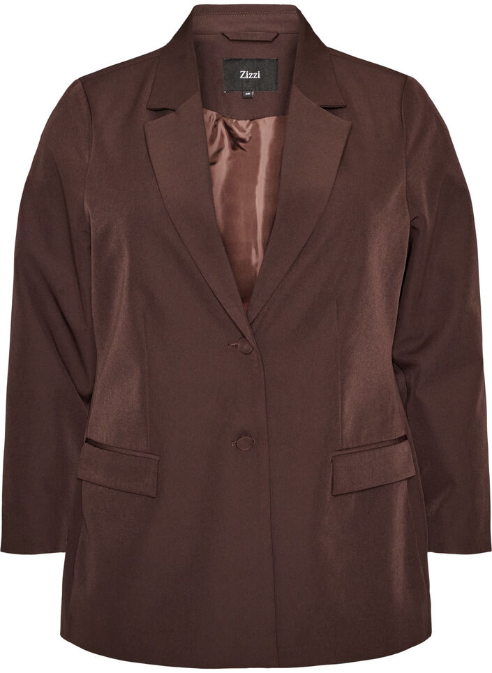 Klassieke blazer met knoopsluiting, Bruin, Packshot image number 0