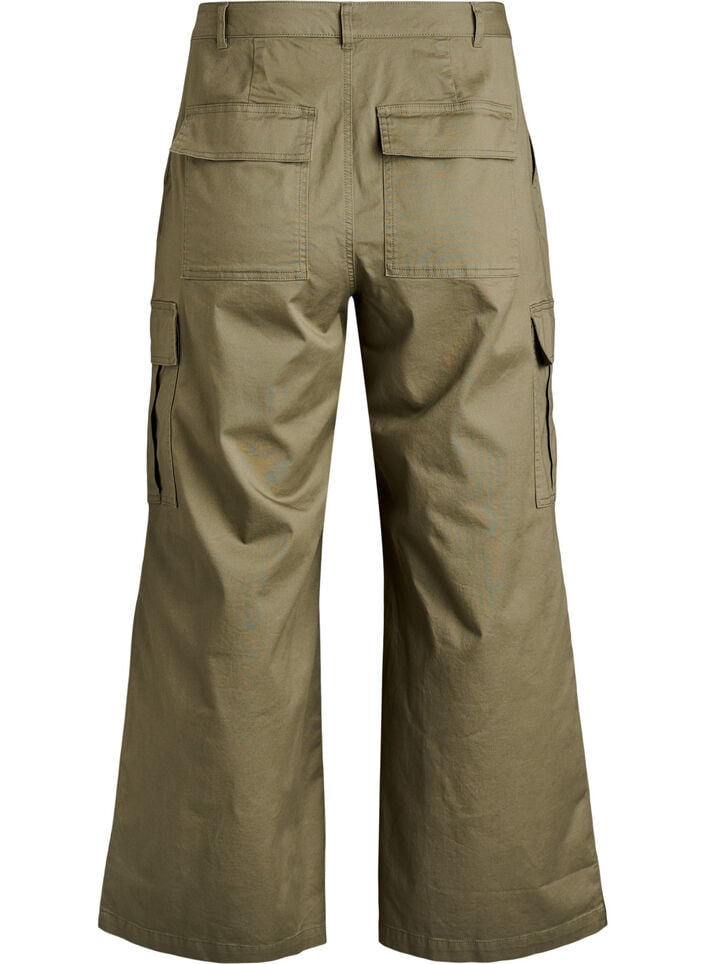 Pantalon cargo large taille haute, Vert, Packshot