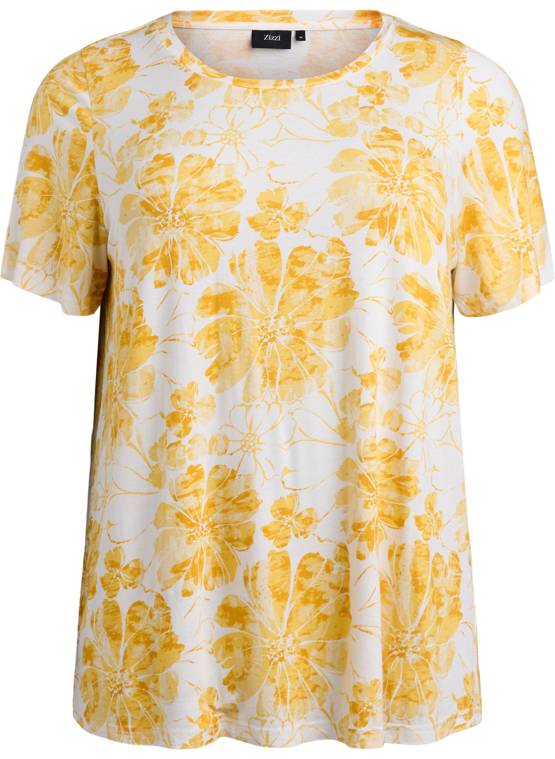 ZizziT-shirt met bloemenprint, Geel, Packshot image number 0