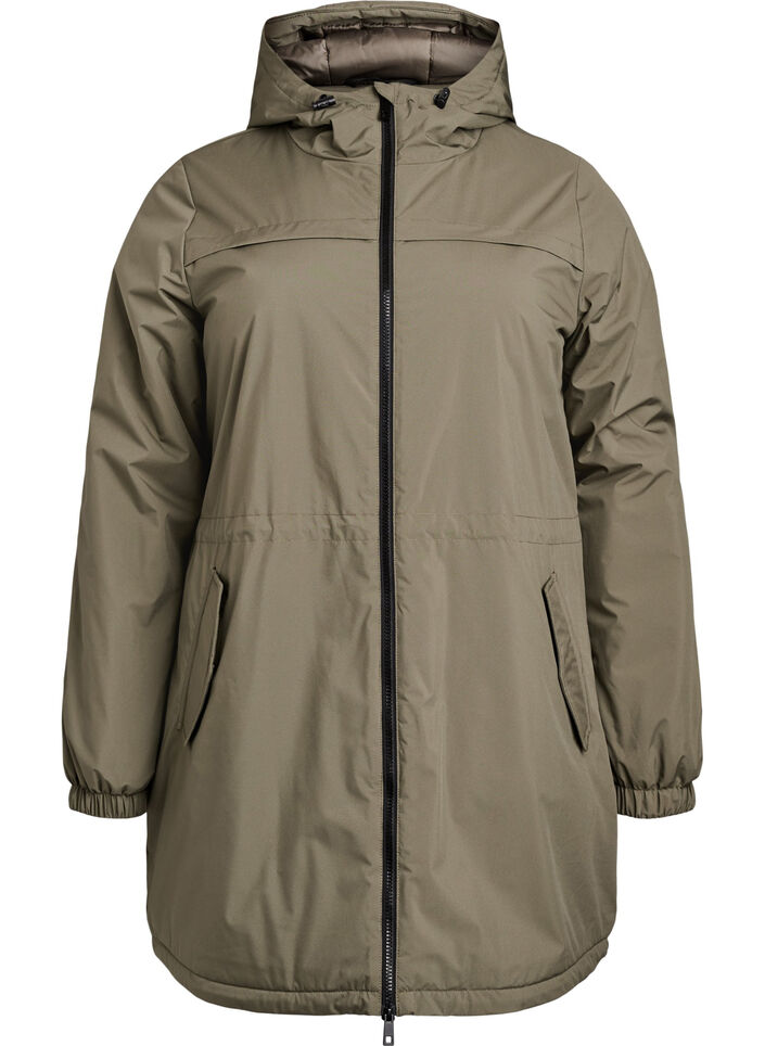 Lichtgewicht gewatteerde parka met een capuchon, Groen, Packshot image number 0