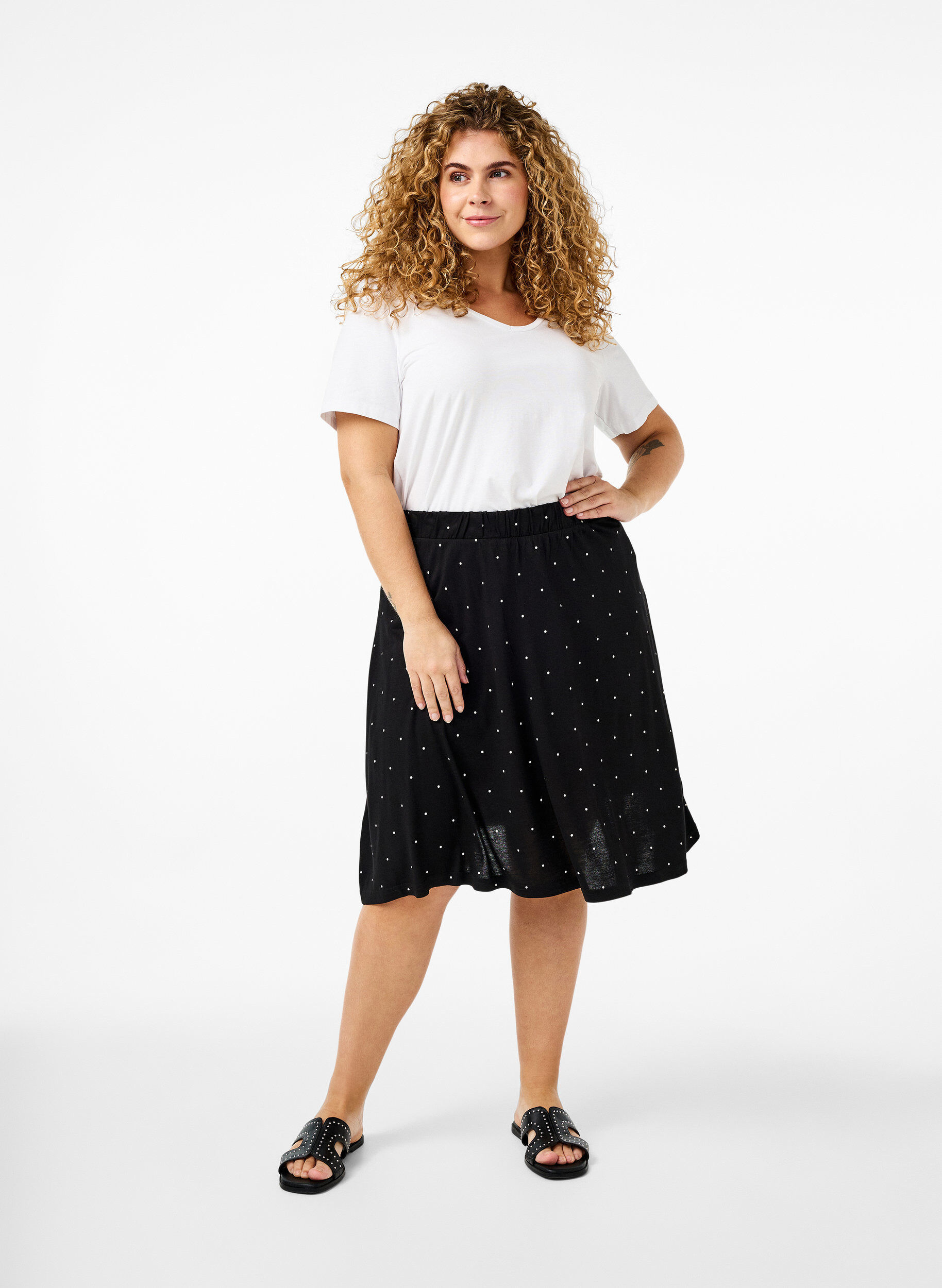 Zizzi2-pack rok van viscose, Zwart, Model image number 0