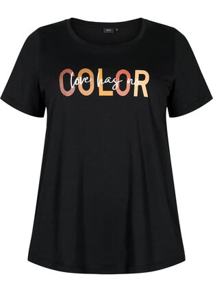 T-shirt en coton avec imprimé, Black COLOR, Packshot image number 0