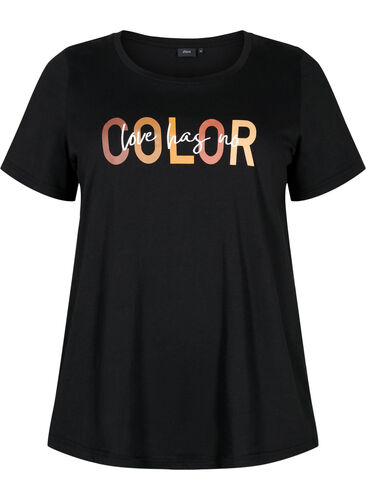 T-shirt en coton avec imprimé, Black COLOR, Packshot image number 0