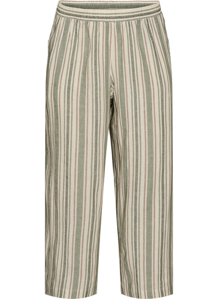 Pantalon large en lin et viscose, Vanille, Packshot image number 0