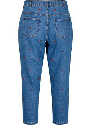 Jeans Mille coupe Mom avec broderies, Light Blue Cherry, Packshot image number 1