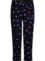 Pantalon en viscose à pois, Black w. Purple Dot, Packshot
