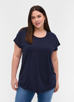 Katoenen t-shirt met strepen, Night Sky Solid, Model image number 0
