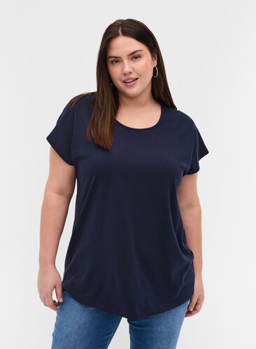 T-shirt en coton à rayures, Night Sky Solid, Model image number 0