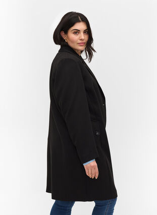 Manteau classique avec fermeture boutonnée, Black, Model image number 1
