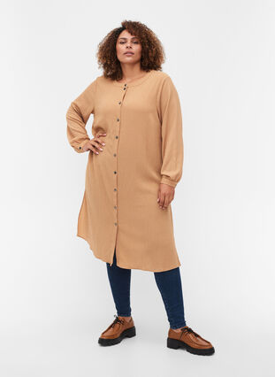 Robe chemise à manches longues , Indian Tan, Model image number 2