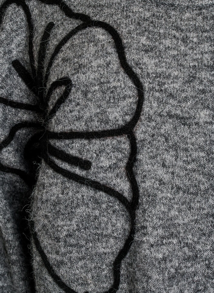 Pull avec application florale, Gris, Packshot image number 2