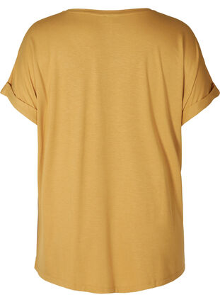 T-shirt col rond en mélange de viscose, Honey Mustard , Packshot image number 1