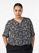 Viscose blouse met print en knoopsluiting, Zwart, Model image number 0