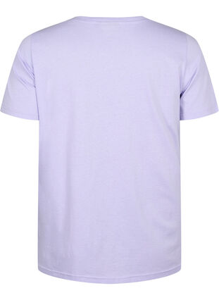 Katoenen t-shirt met ronde hals en opdruk, Lavender FACE, Packshot image number 1