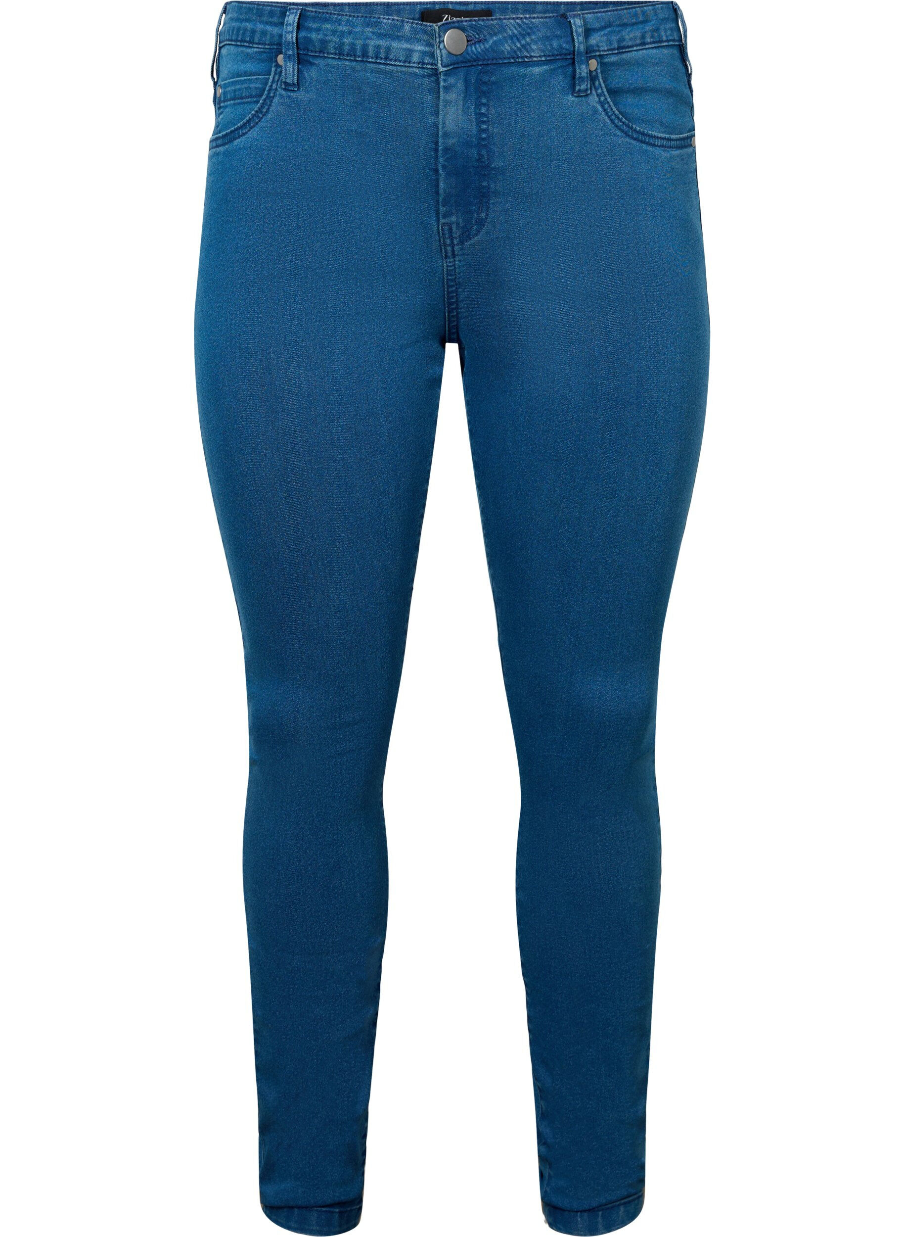 Zizzisuper slim fit Amy jeans met hoge taille, Blauw, Packshot image number 0