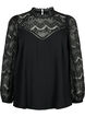 Blouse met lange mouwen en kant, Black, Packshot image number 0
